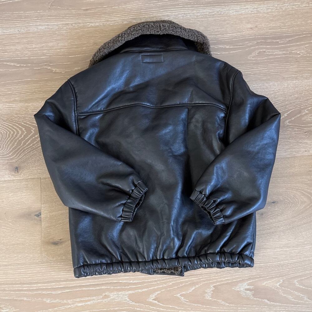 Blank Street NYC Faux Fur and Leather Jacket with Fur Trim Size S in Black Brown - Picture 4 of 5